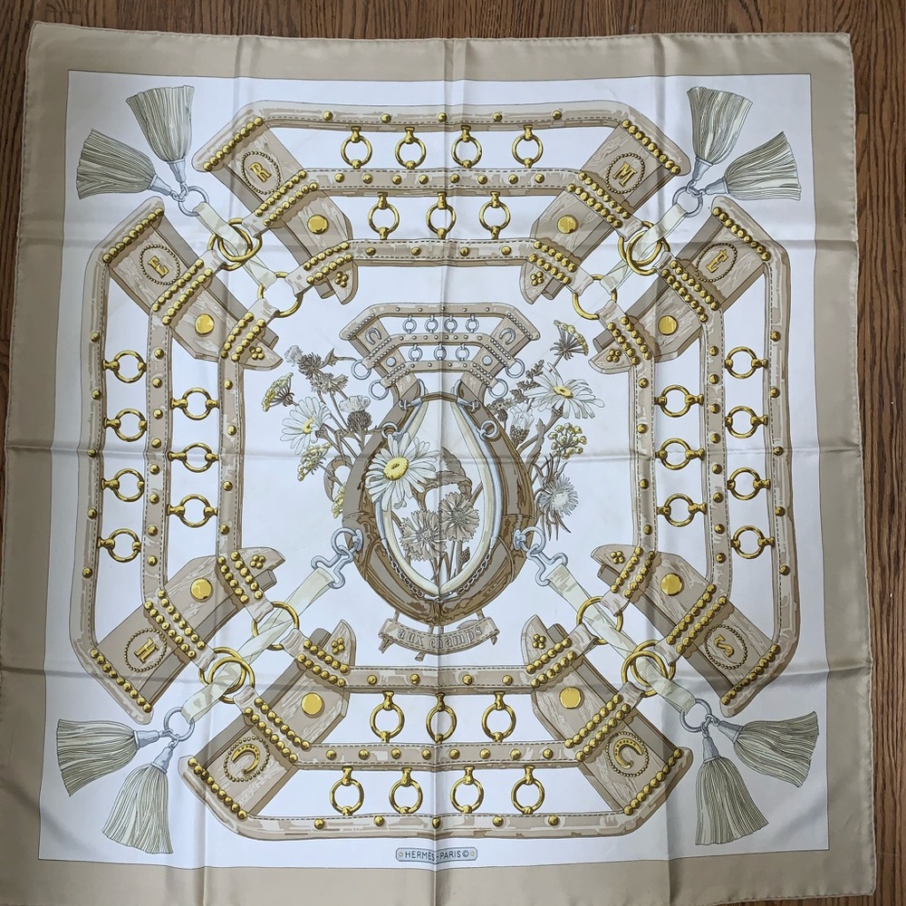 Hermès “Aux Champs” 100% Silk Scarf